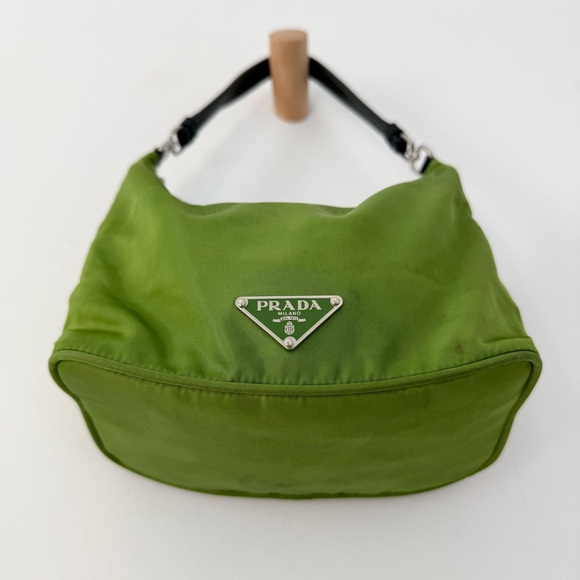 Vintage Prada Y2K Chartreuse Olive Green Nylon Tessuto Shoulder Bag *RARE* - Picture 6 of 10